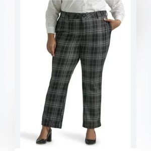 New Lee Women's Plaid Regular Fit Comfort Waist Straight Knit Pant Size 14 NWT
